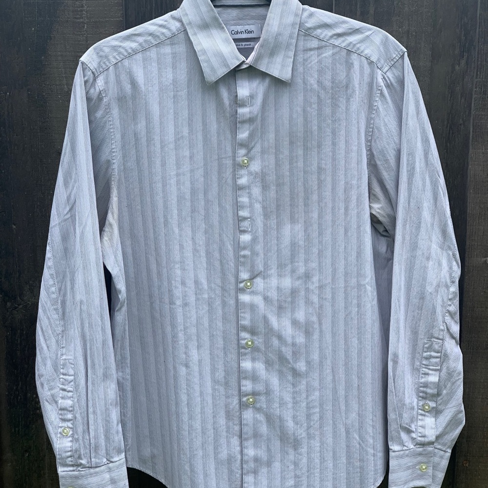 Men’s Button Down with Grey Pinstripes by CK